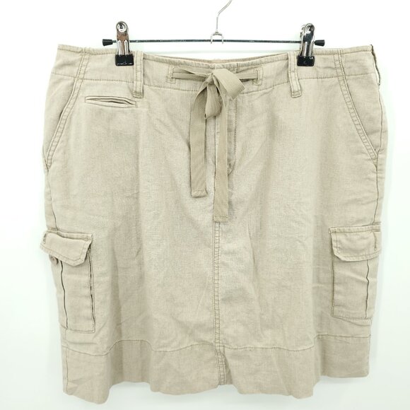 Christopher & Banks Linen/Cotton Cargo Pocket Skort 10 Tan/Cream - Picture 1 of 16
